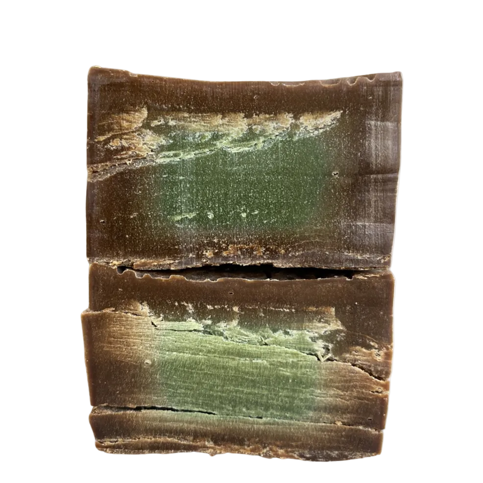 Traditional Aleppo Laurel Soap by Fansa 12% stacked bars with green and brown natural finish | صابون غار حلبي من فنصة 12% ألواح مكدسة بلون أخضر وبني طبيعي